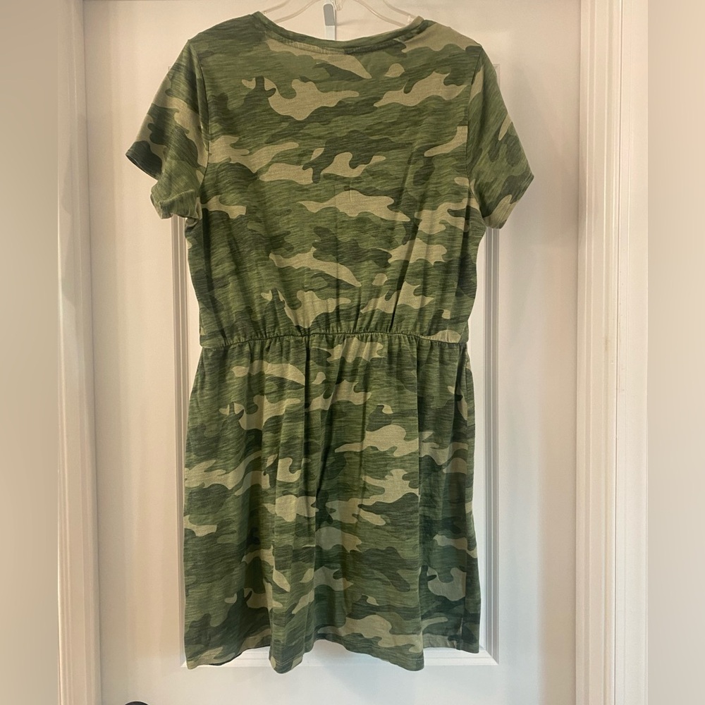 Old Navy Women's Slub-Knit Mini T-Shirt Dress Olive Camouflage Large - Picture 3 of 6